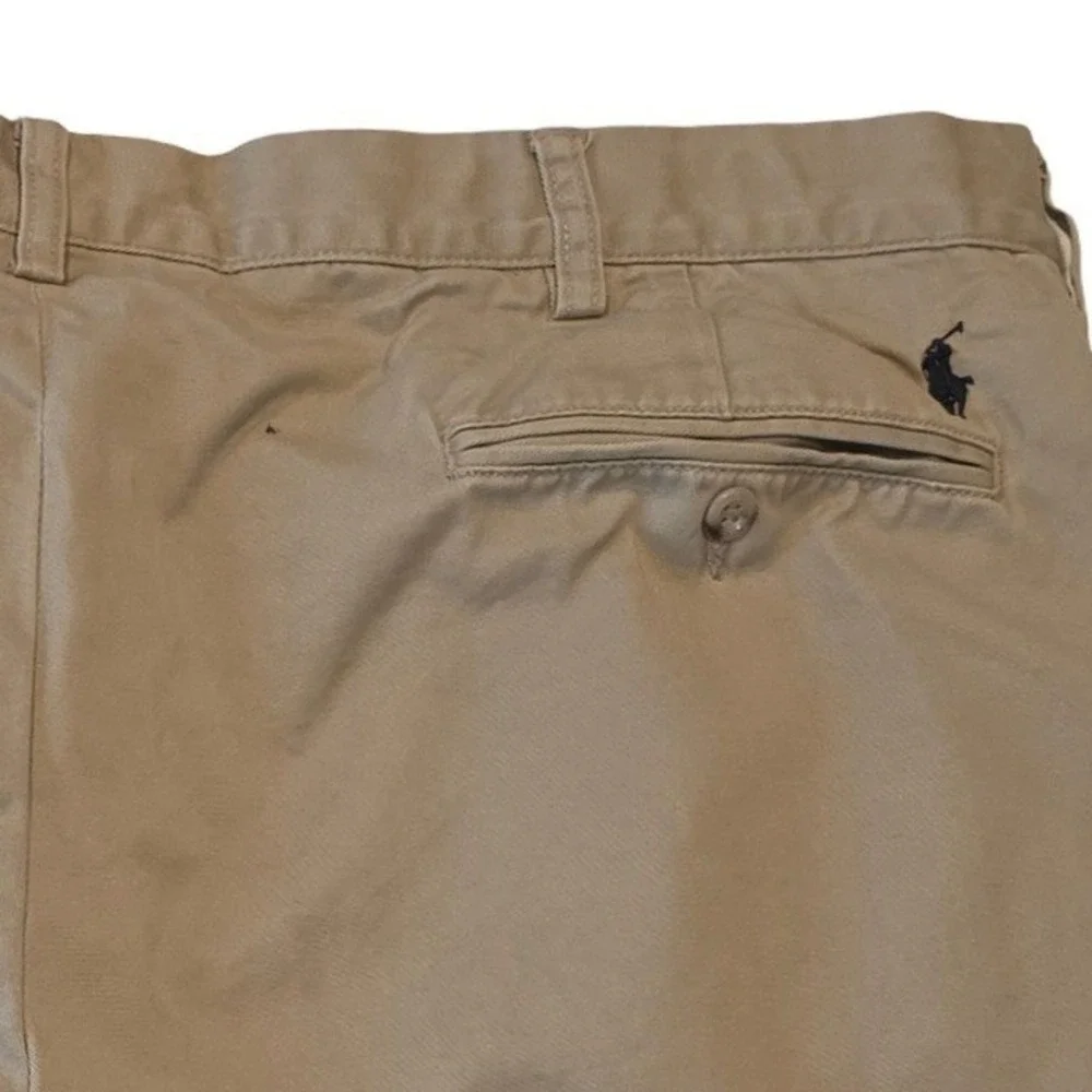 VTG Polo Ralph Lauren Mens Chino Shorts Tan Khaki Classic Fit 44T INK SPOTS
